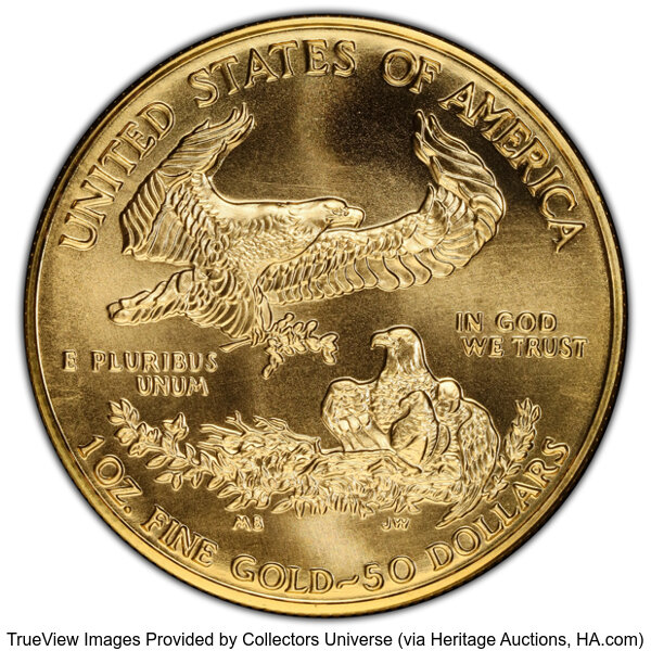 image for: 1995 $50 One-Ounce Gold Eagle MS70 PCGS.  Mintage 200,636. ...