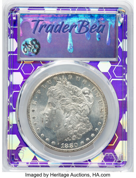 image for: 1880-CC $1 8 Over High 7, VAM-5, MS63 PCGS. Ex: Trader Bea. A Top 100 Variety. CDN: $690 Whsle. Bid for NGC/PCGS MS63....