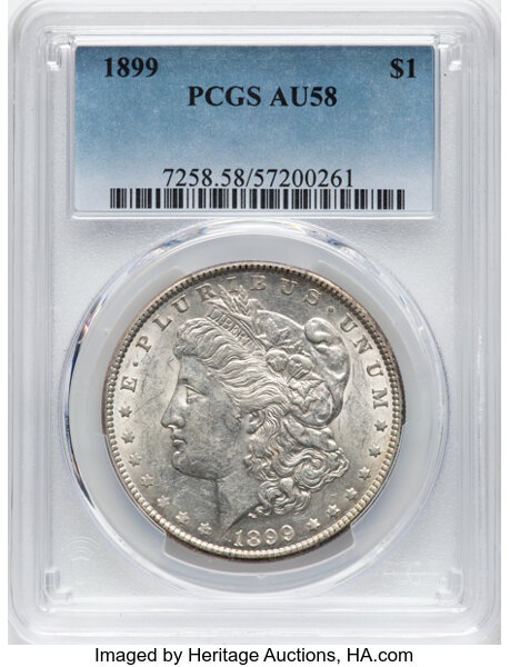 1899 $1 AU58 PCGS. Mintage 330,846. ...