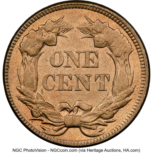 image for: 1857 1C Eagle, Obverse of 1856, Snow-2, FS-401b, MS64 NGC.  Mintage 17,450,000....