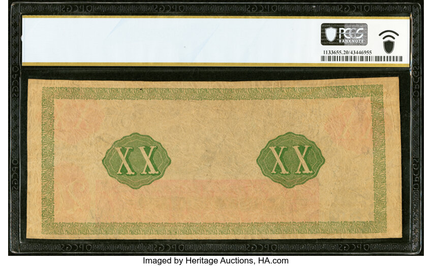 image for: CTXX-1/C2 $20 1861 Female Riding Deer Bogus Note PCGS Banknote Very Fine 20....