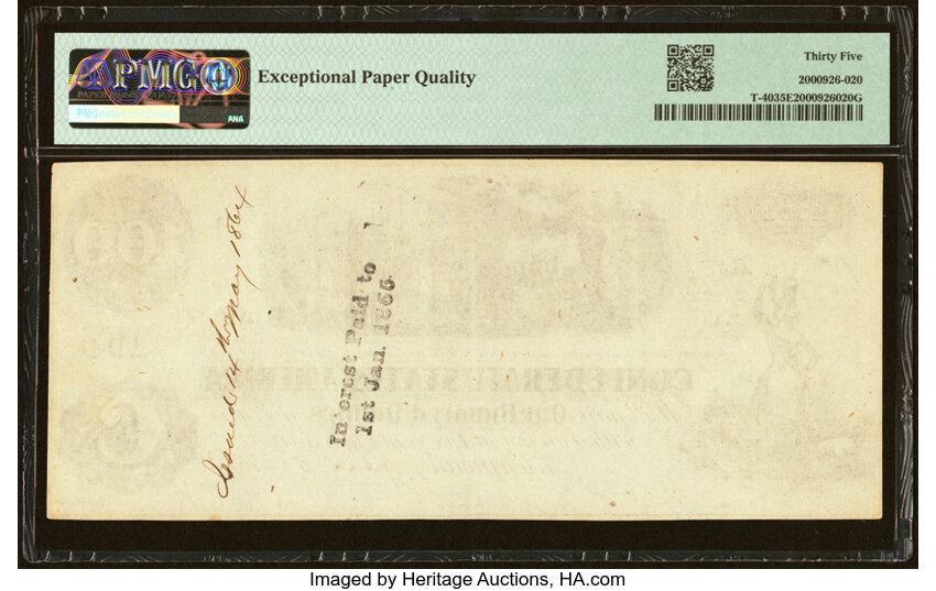 image for: T40 $100 1862 PF-20 Cr. 308 PMG Choice Very Fine 35 EPQ....