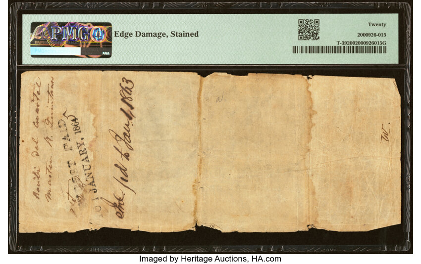 image for: "Uncertain Endorsement" T39 $100 1862 PF-5 Cr. 291 PMG Very Fine 20....