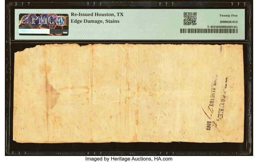 image for: "Re-Issued Houston, TX" T40 $100 1862 PF-1 Cr. 298 PMG Very Fine 25....
