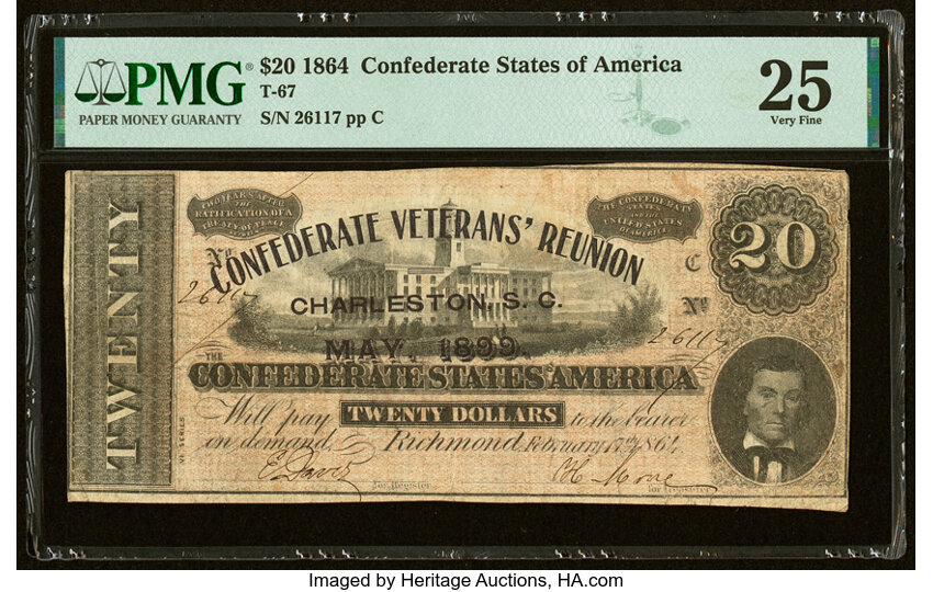 image for: T67 $20 1864 PF-10 Cr. 510 Confederate Veterans' Reunion Advertising Note PMG Very Fine 25....
