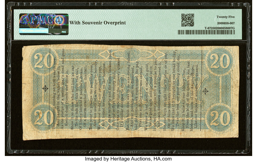image for: T67 $20 1864 PF-10 Cr. 510 Confederate Veterans' Reunion Advertising Note PMG Very Fine 25....