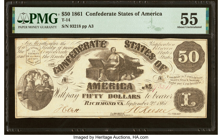 image for: CT14/75H Contemporary Counterfeit $50 1861 PMG About Uncirculated 55....
