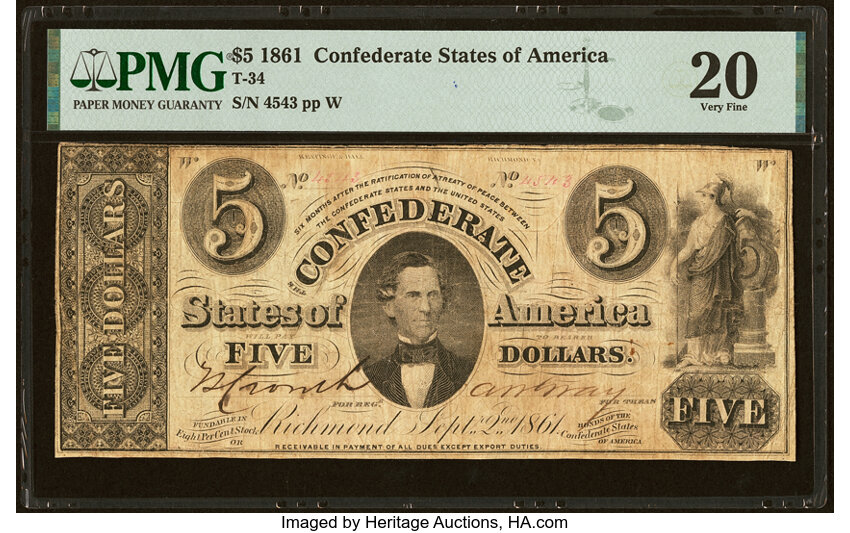 image for: T34 $5 1861 PF-1 Cr. 262 PMG Very Fine 20....