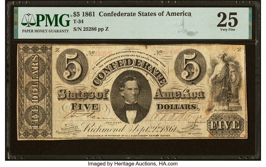 image for: T34 $5 1861 PF-3 Cr. 264 PMG Very Fine 25....
