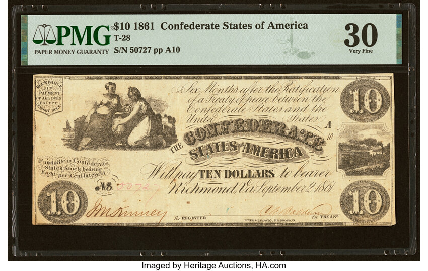 image for: T28 $10 1861 PF-2 Cr. 231 PMG Very Fine 30....