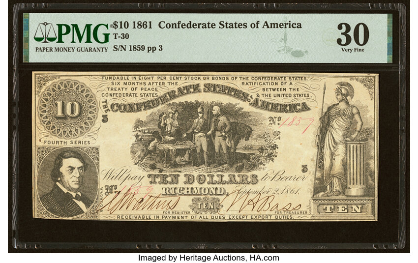 image for: T30 $10 1861 PF-6 Cr. 242 PMG Very Fine 30....