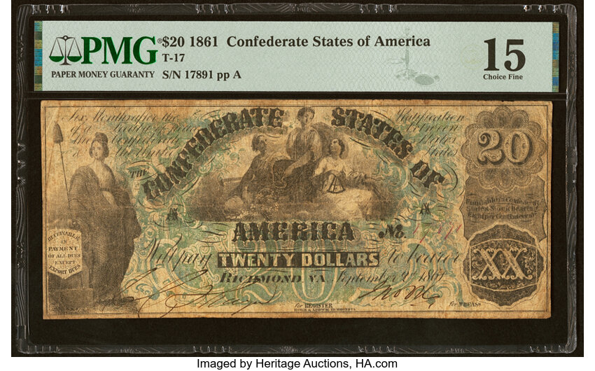 image for: T17 $20 1861 PF-4 Cr. 99B PMG Choice Fine 15....