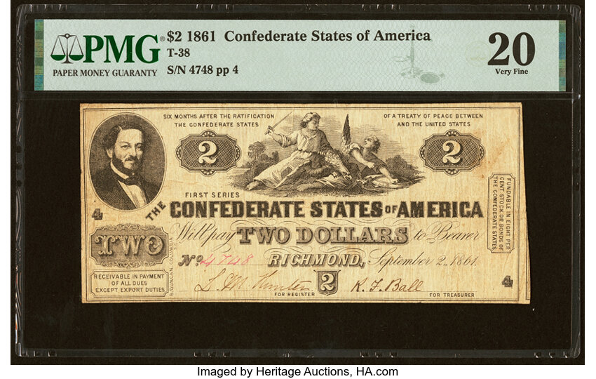 image for: T38 $2 1861 PF-1 Cr. 286 PMG Very Fine 20....
