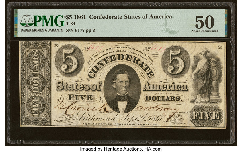 image for: T34 $5 1861 PF-5 Cr. 263 PMG About Uncirculated 50....