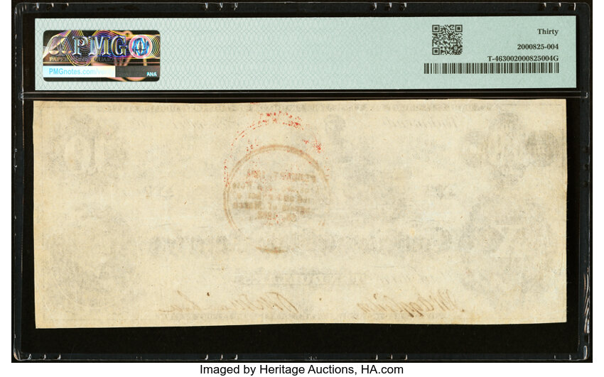 image for: Red Circular February Trans-Mississippi Stamp T46 $10 1862 PF-1 Cr. 344 PMG Very Fine 30...