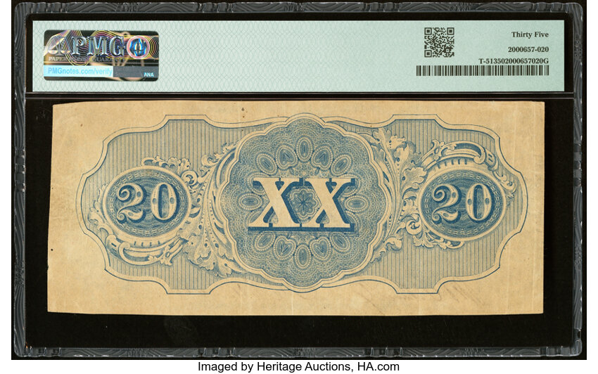 image for: T51 $20 1862 PF-6 Cr. UNL PMG Choice Very Fine 35....