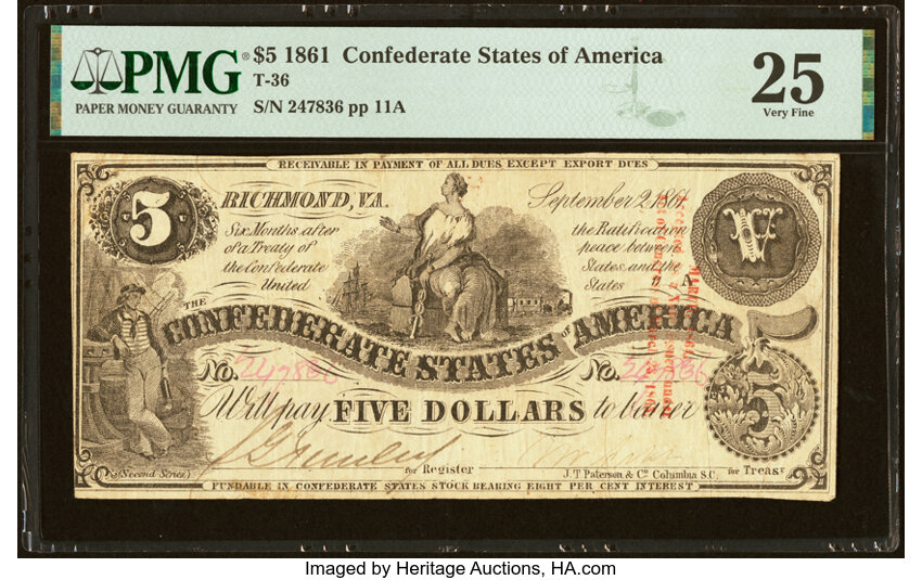 image for: Straight Red Trans-Mississippi Stamp T36 $5 1861 PF-4 Cr. 278 PMG Very Fine 25....