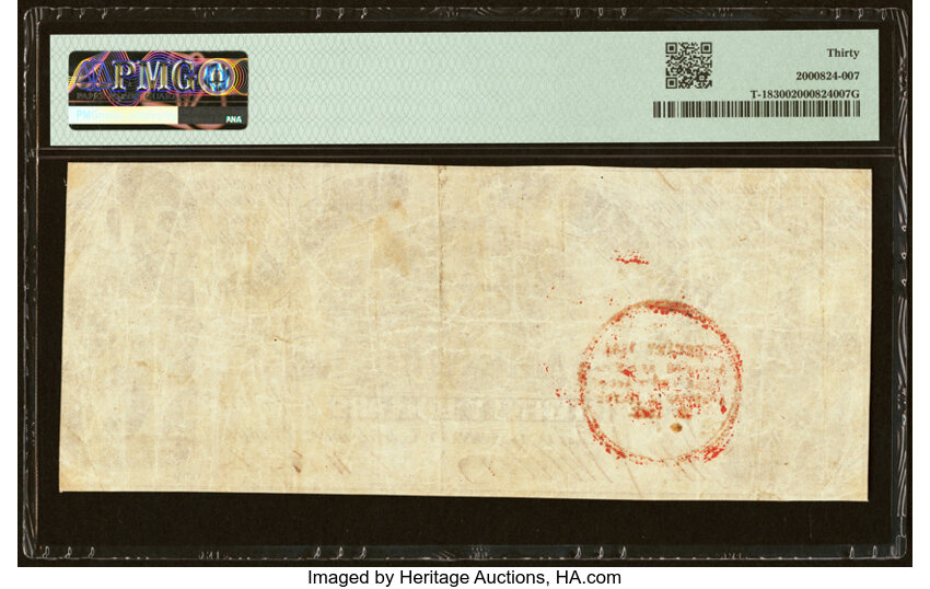 image for: Red Circular February Trans-Mississippi Stamp T18 $20 1861 PF-20 Cr. 129 PMG Very Fine 30....