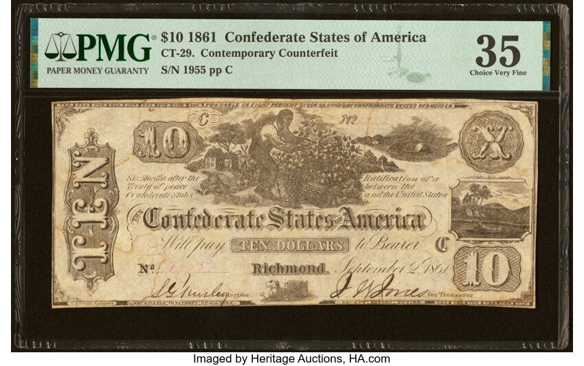 image for: CT29/237A Counterfeit $10 1861 PMG Choice Very Fine 35....