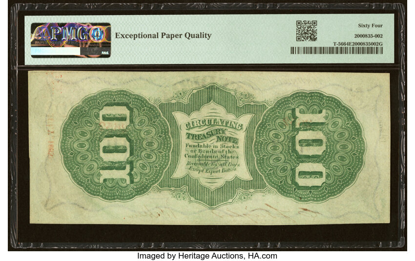 image for: T56 $100 1863 PF-1 Cr. 403 PMG Choice Uncirculated 64 EPQ....