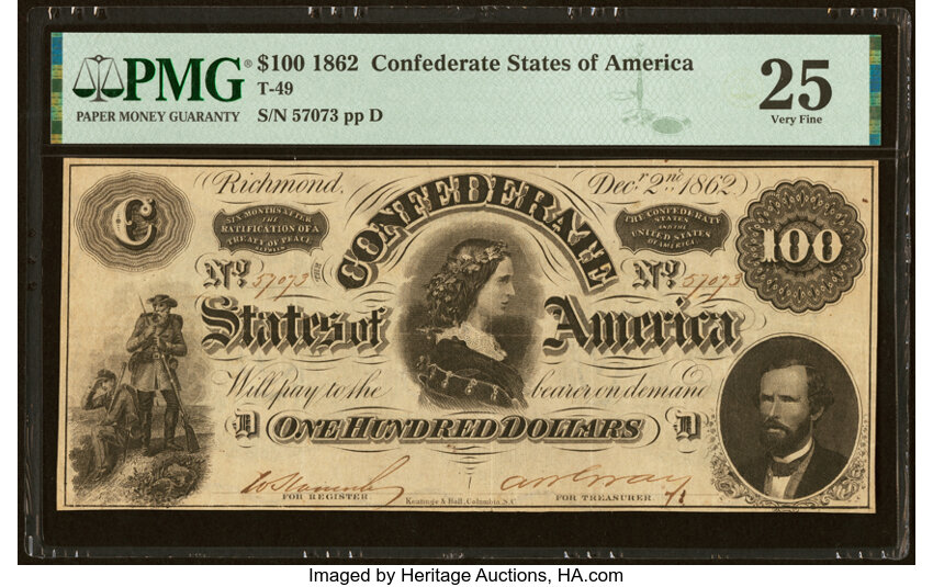 image for: T49 $100 1862 PF-2 Cr. 348 PMG Very Fine 25....