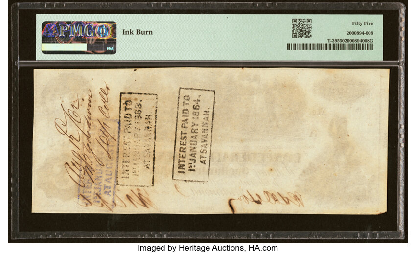 image for: Civil Agent Endorsement "W.T. Goodwin Deputy Collector" (Savannah) T39 $100 1862 PF-1 Cr. 300 PMG About Uncirculated 55....