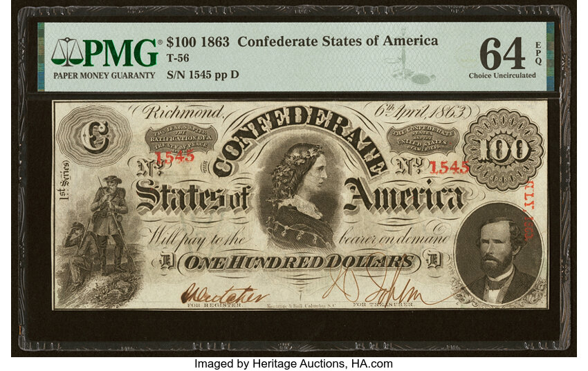 image for: T56 $100 1863 PF-1 Cr. 403 PMG Choice Uncirculated 64 EPQ....
