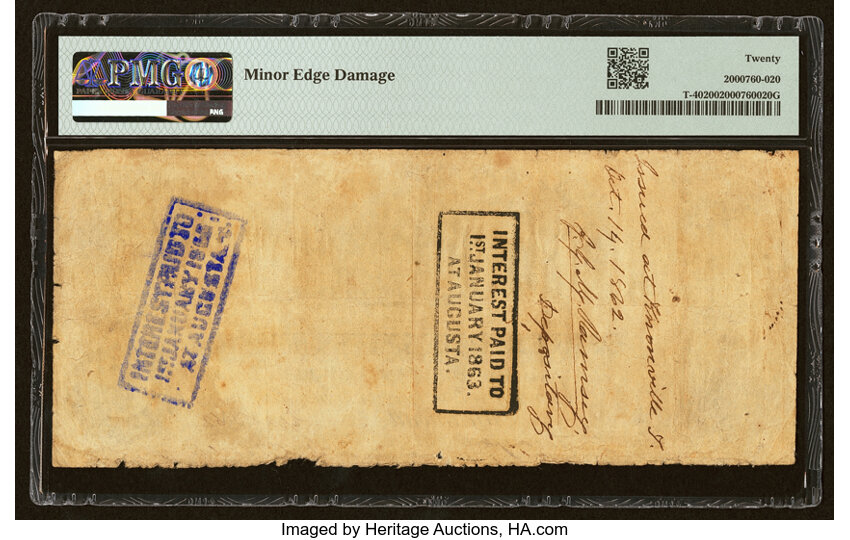 image for: Manuscript Agent Endorsement "J.G.M. Ramsey, Depositary" T40 $100 1862 PF-1 State II Cr. 300 PMG Very Fine 20....