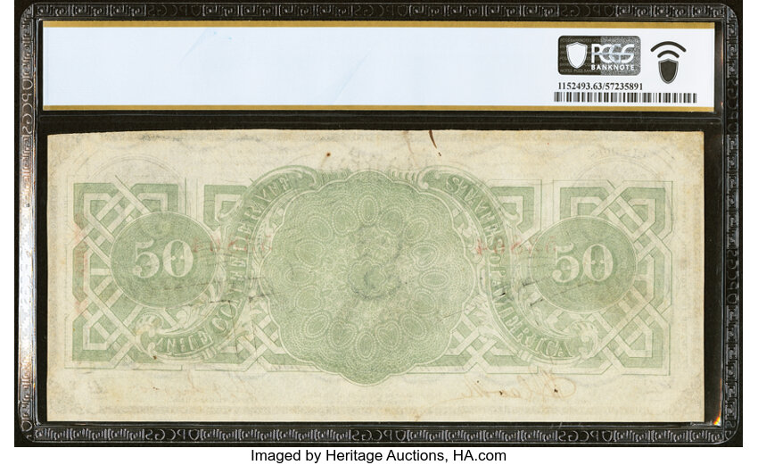 image for: T57 $50 1863 PF-14 Cr. 412 PCGS Banknote Choice Unc 63....
