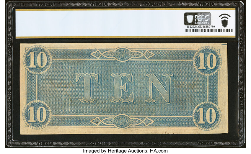 image for: Dark Red T68 $10 1864 PF-42 Cr. 551 PCGS Banknote Choice Unc 63 PPQ....
