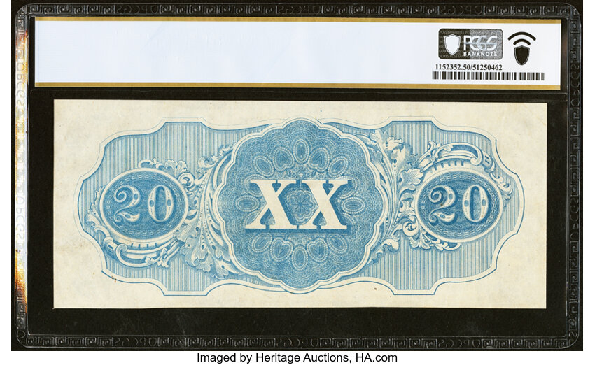 image for: T51 $20 1862 PF-11 Cr. 366 PCGS Banknote About Unc 50....