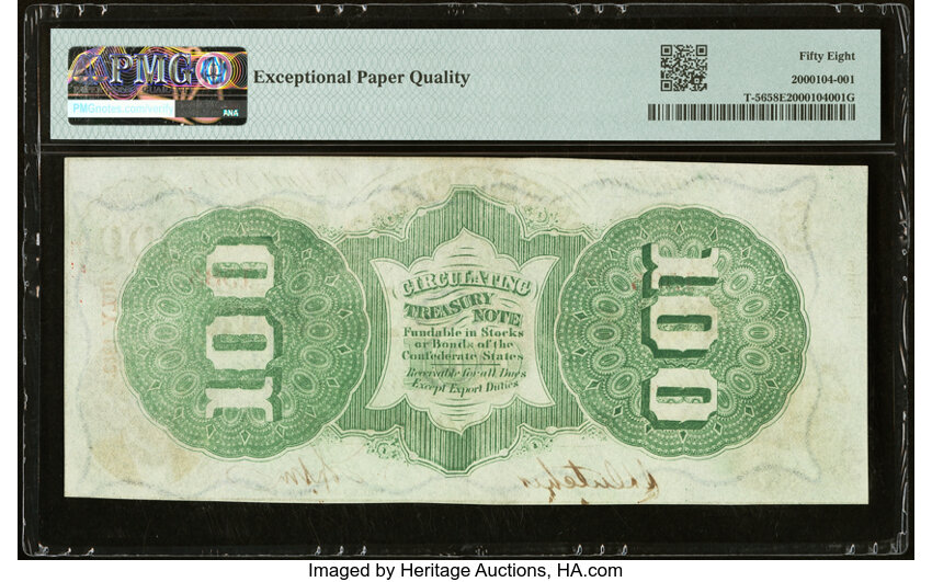 image for: Ink Smear Error T56 $100 1863 PF-1 Cr. 403 PMG Choice About Unc 58 EPQ....