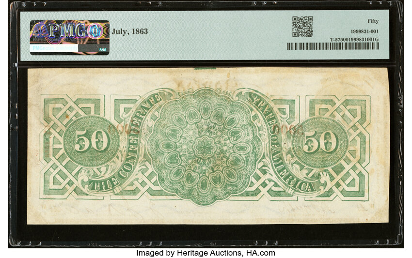 image for: T57 $50 1863 PF-14 Cr. 412 PMG About Uncirculated 50....