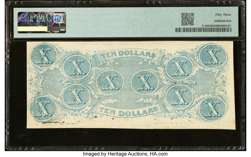image for: T59 $10 1863 PF-12 Cr. 440 PMG About Uncirculated 53....