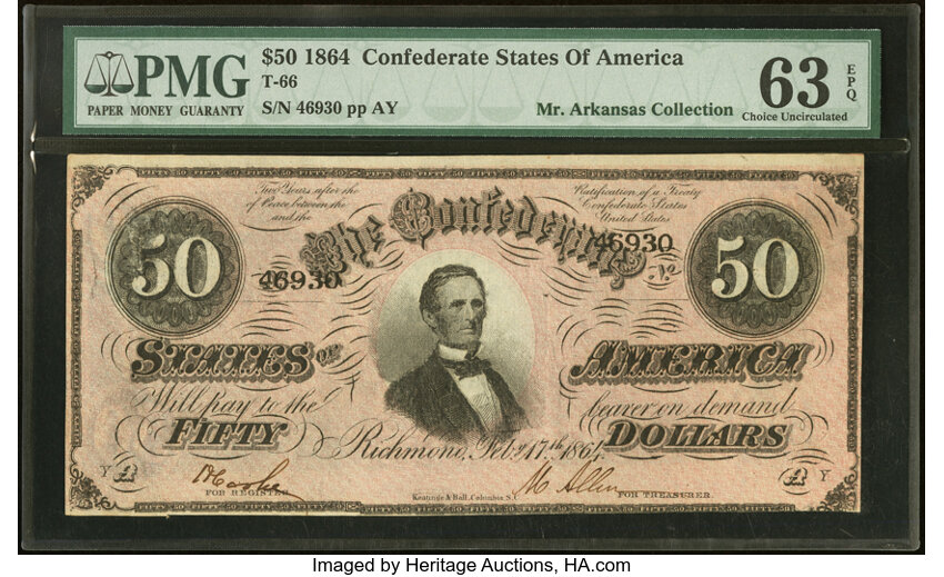 image for: T66 $50 1864 PF-1 Cr. 495 PMG Choice Uncirculated 63 EPQ....