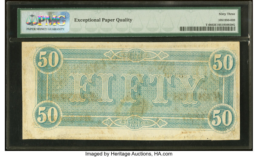 image for: T66 $50 1864 PF-1 Cr. 495 PMG Choice Uncirculated 63 EPQ....