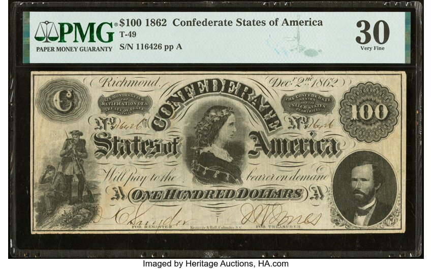 image for: T49 $100 1862 PF-2 Cr. 348 PMG Very Fine 30....
