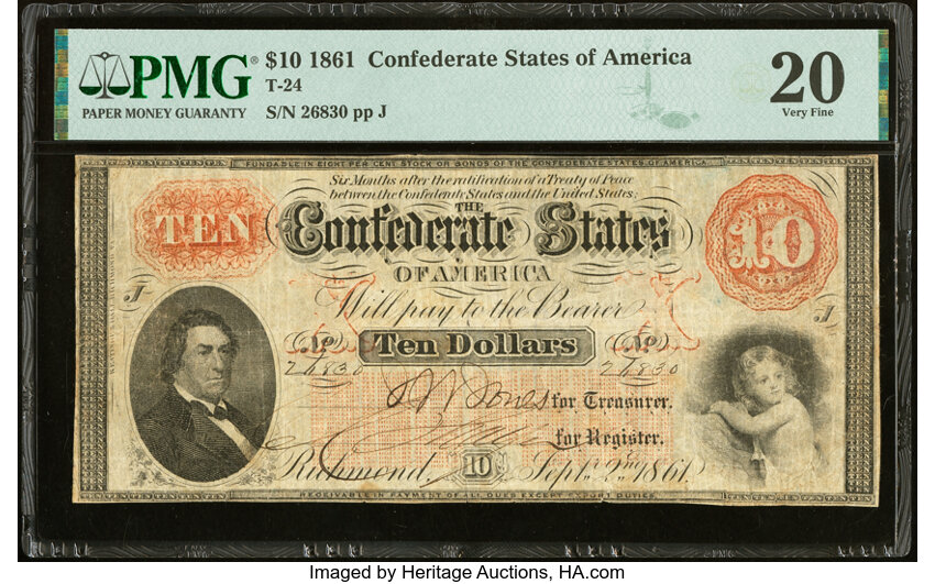 image for: T24 $10 1861 PF-7 Cr. 161 PMG Very Fine 20....