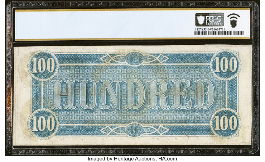 image for: T65 $100 1864 PF-3 Cr. 494 PCGS Banknote Choice Unc 64 PPQ....