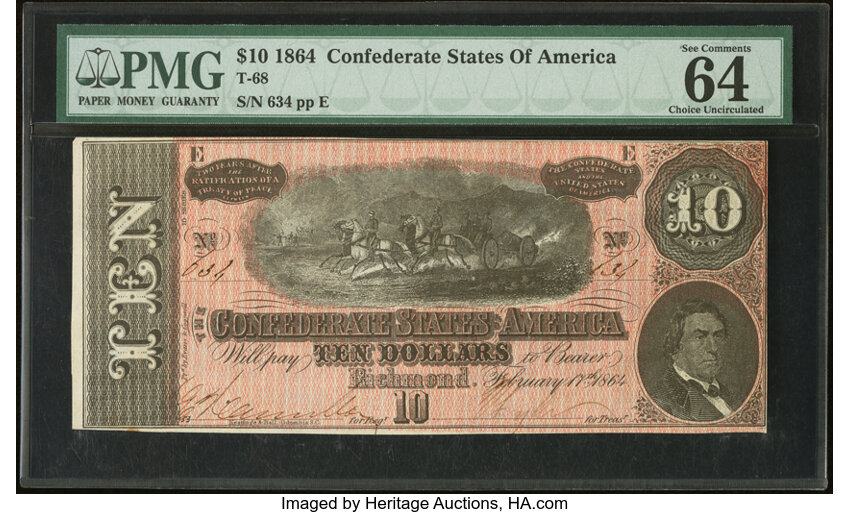 image for: T68 $10 1864 PF-44 Cr. 552 PMG Choice Uncirculated 64 EPQ....