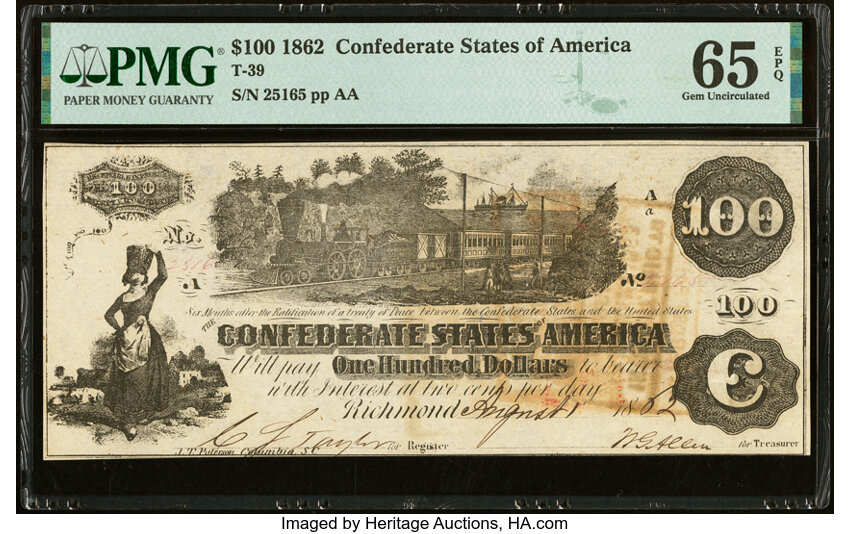 image for: T39 $100 1862 PF-5 Cr. 290 PMG Gem Uncirculated 65 EPQ....