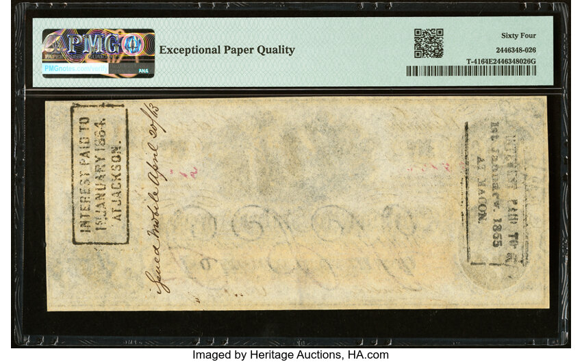 image for: Issued at Mobile, AL T41 $100 1862 PF-23 Cr. UNL PMG Choice Uncirculated 64 EPQ....