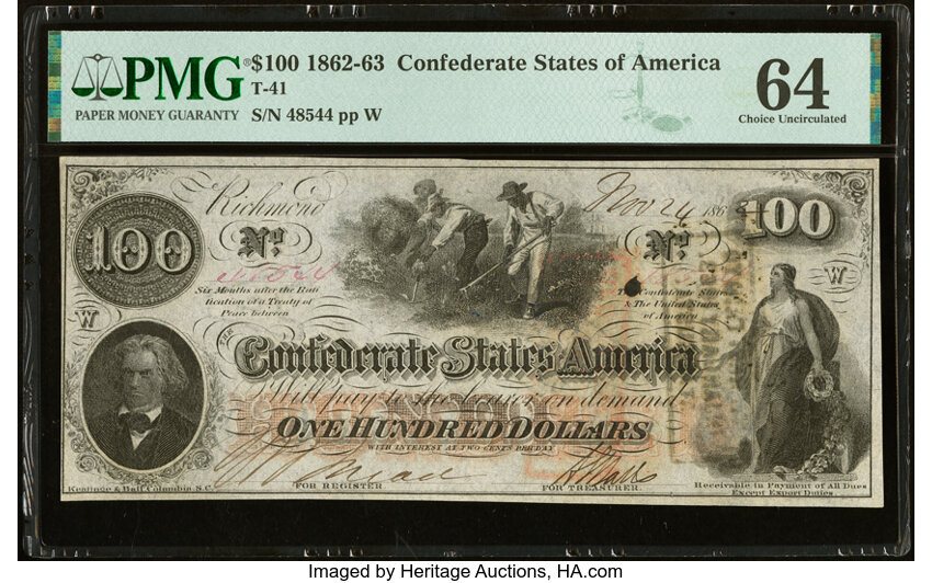 image for: T41 $100 1862 PF-54 Cr. 327A PMG Choice Uncirculated 64....