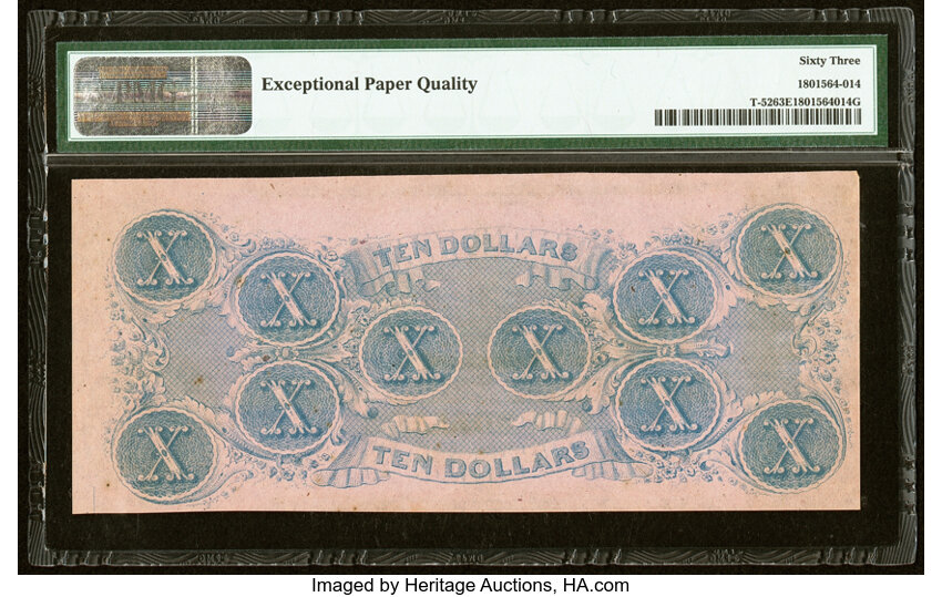 image for: T52 $10 1862 PF-3 Cr. 371 PMG Choice Uncirculated 63 EPQ....