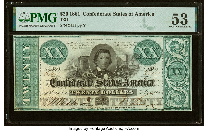 image for: T21 $20 1861 PF-6 Cr. 146 PMG About Uncirculated 53....