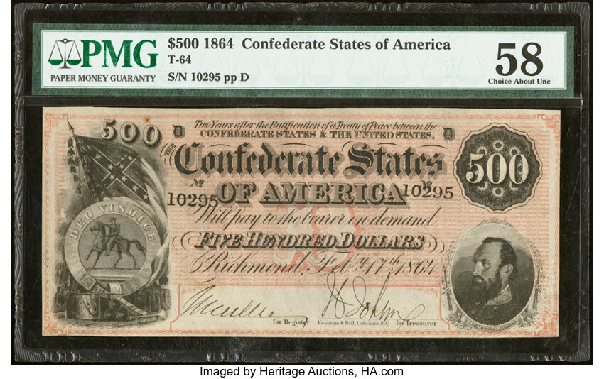 image for: T64 $500 1864 PF-2 Cr. 489 PMG Choice About Unc 58....