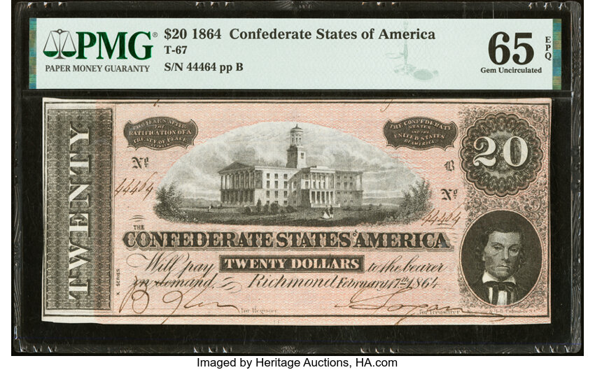 image for: T67 $20 1864 PF-26 Cr. 526 PMG Gem Uncirculated 65 EPQ....