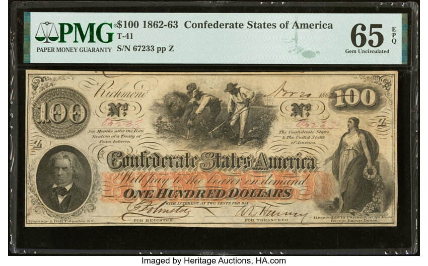 image for: T41 $100 1862 PF-6 Cr. 319 PMG Gem Uncirculated 65 EPQ....