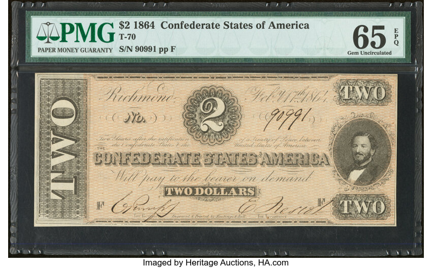 image for: T70 $2 1864 PF-5 Cr. 567 PMG Gem Uncirculated 65 EPQ....