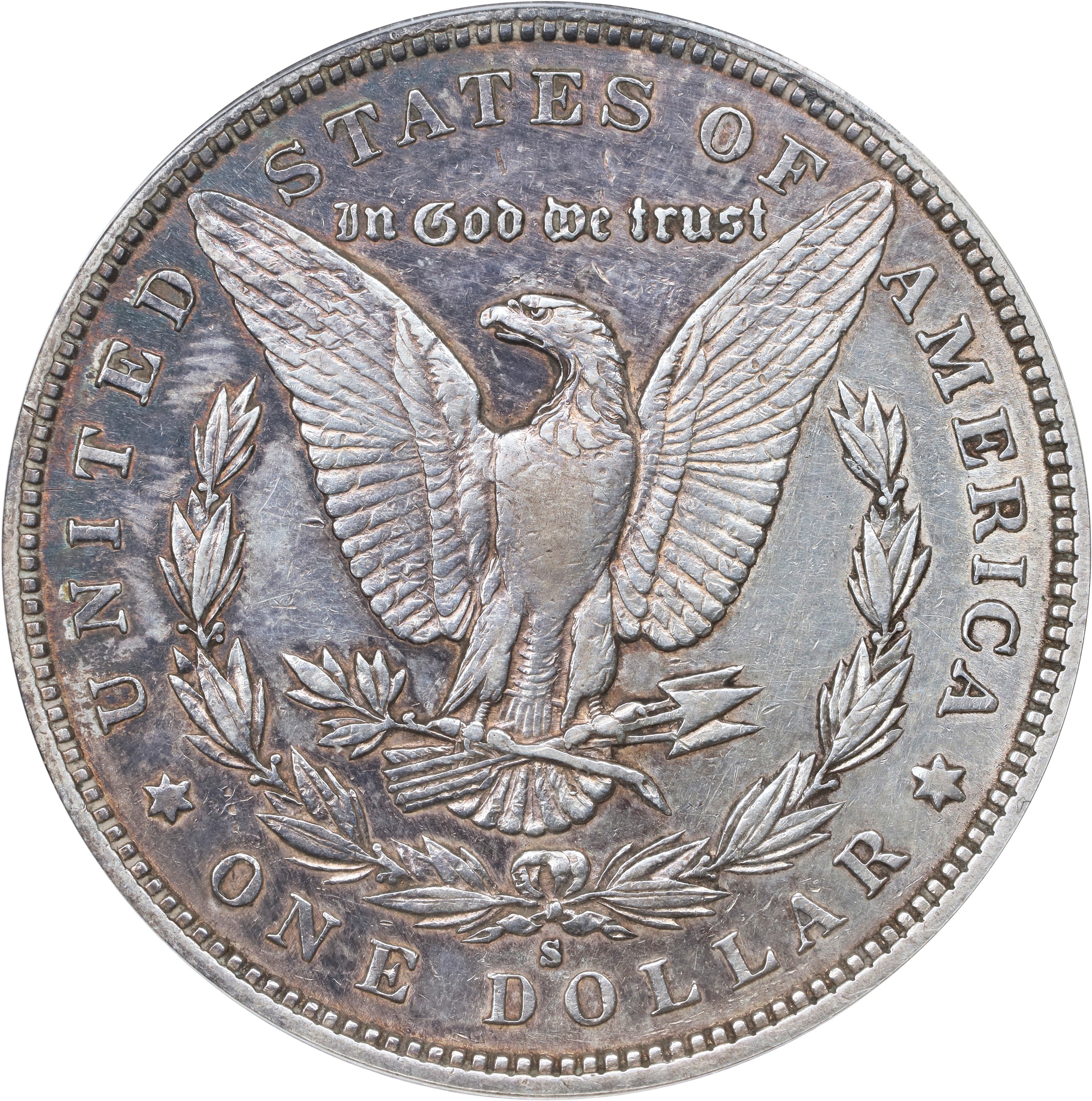 image for: 1888-S Morgan Silver Dollar. VAM-13. Hit List 40. Gouged Eagle. AU-50 Details--Cleaned (ANACS).